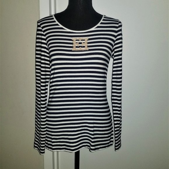 Escada Soft/Stretch Black/White Logo T - S - Picture 1 of 3